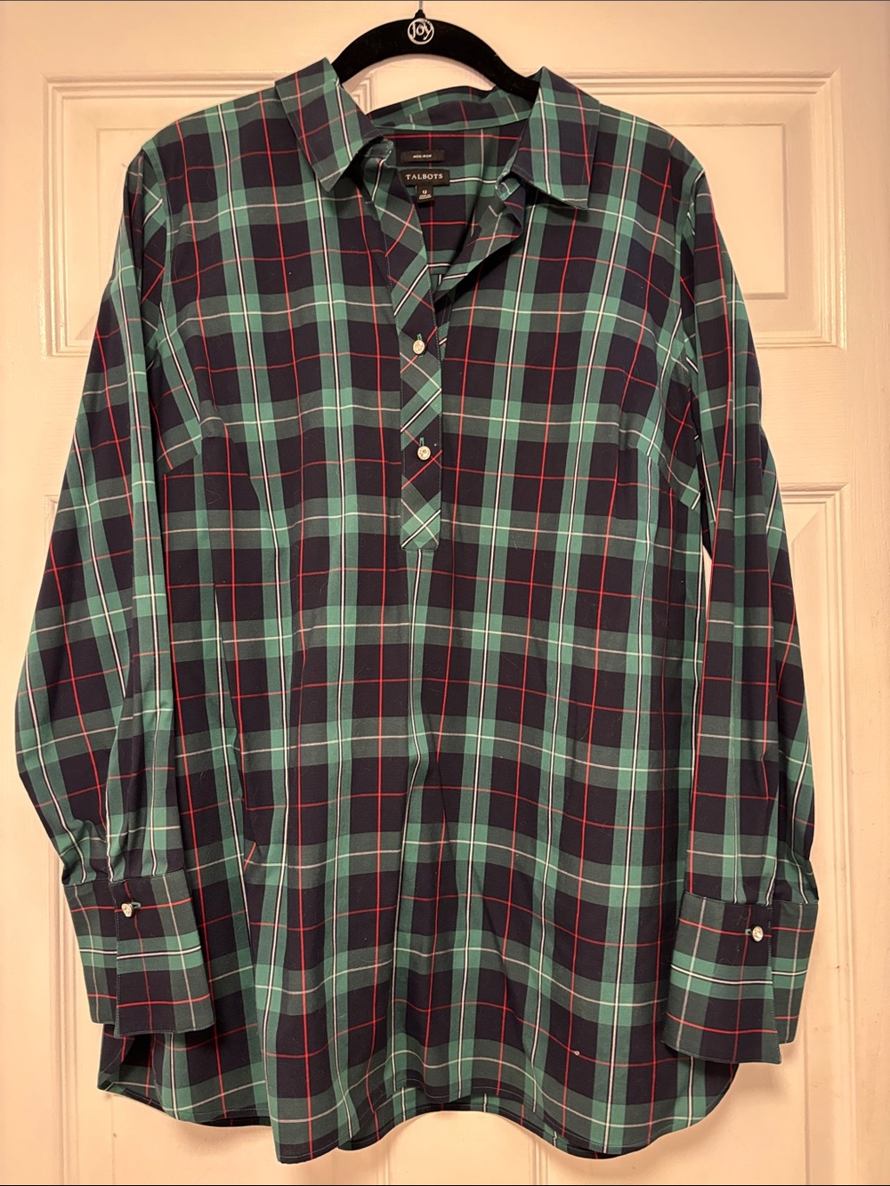Talbots Women’s green and navy plaid tunic